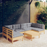 Garden Lounge Set Grey Solid pinewood Medium Modular