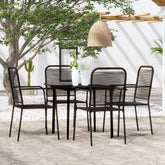 Dining Set Black Powder-coated steel, glass, cotton rope Standard
