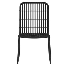 Dining Set Black PE rattan, powder-coated steel, glass Medium