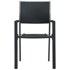 Garden Dining Set Black Powder-coated steel, glass, plastic Large