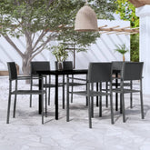 Garden Dining Set Black Powder-coated steel, glass, plastic Large