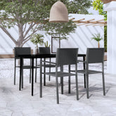 Garden Dining Set Black Powder-coated steel, glass, plastic