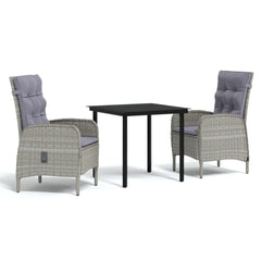 Garden Dining Set Grey and Black