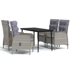 Garden Dining Set Grey and Black