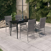 Garden Dining Set Grey and black