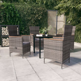 Garden Dining Set Gray and Black Coated Steel Medium