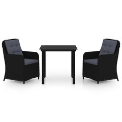Garden Dining Set Black Powder-coated steel 3 Piece Set