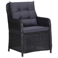 Garden Dining Set Black Powder-coated steel 3 Piece Set