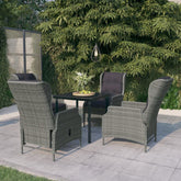 Garden Dining Set Light Grey, Black