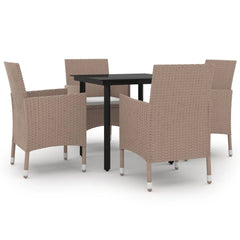 Garden Dining Set Table: Black, Chairs: Beige, Cushions: Cream White