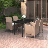 Garden Dining Set Beige, Black, Cream White