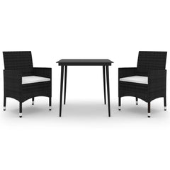 Garden Dining Set Black PE rattan Medium Durable