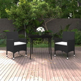 Garden Dining Set Black PE rattan Medium Durable
