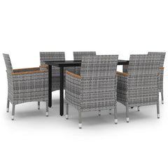 Garden Dining Set Table: Black, Chairs: Grey, Cushions: Dark Grey
