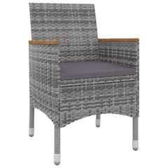 Garden Dining Set Table: Black, Chairs: Grey, Cushions: Dark Grey