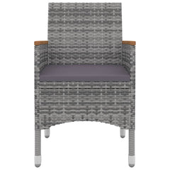 Garden Dining Set Table: Black, Chairs: Grey, Cushions: Dark Grey