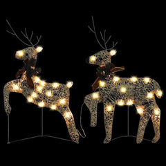 Christmas Reindeer Set of 2 Gold Mesh Medium Christmas Reindeer