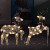 Christmas Reindeer Set of 2 Gold Mesh Medium Christmas Reindeer