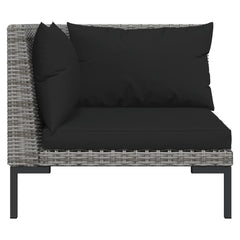 Garden Lounge Set Dark grey with black cushions