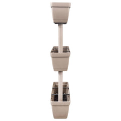 Taupe stackable garden planters, 6 pieces, 39.4 inches high with vertical tiers.