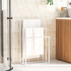 Towel Rack White Iron Medium Towel Rack Rectangular Modern