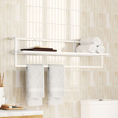 Towel Rack White Iron 37.4 x 9.8 x 8.7 in Wall Mounting