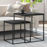 Coffee Table Set Set of 2 Black Engineered wood, Iron 2 pcs