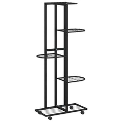 Flower Stand Black Powder-coated iron Tall Rollable