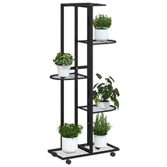 Flower Stand Black Powder-coated iron Tall Rollable