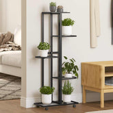 Flower Stand Black Powder-coated iron Tall Rollable
