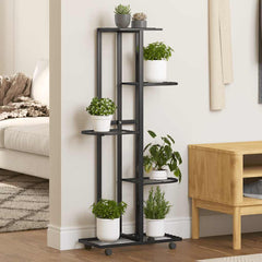 Flower Stand Black Powder-coated iron Tall Rollable
