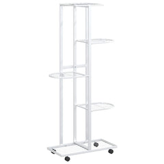 Flower Stand White Iron Tall Rollable Flower Stand