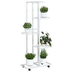 Flower Stand White Iron Tall Rollable Flower Stand