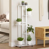 Flower Stand White Iron Tall Rollable Flower Stand