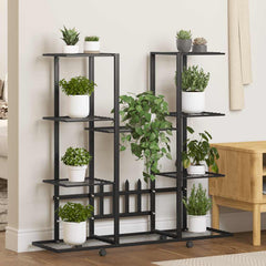 Flower Stand Black Powder-coated iron 37.2x9.6x36.0 in Rollable