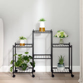 Flower Stand Black Iron Medium Rollable Flower Stand