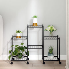 Flower Stand Black Iron Medium Rollable Flower Stand