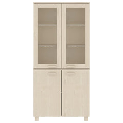Highboard Set of 2 Honey brown Solid pine wood, MDF, glass Large