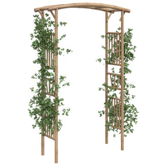 Bamboo garden arch with climbing vines, arched top and lattice sides, 46.5x15.7x73.6 inches.