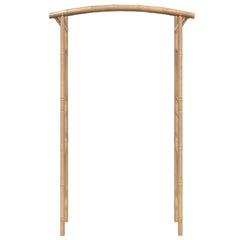 Bamboo rose arch garden arbor with natural finish, 46.5x15.7x73.6 inches tall.