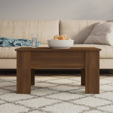 Coffee Table Brown Oak Engineered Wood Medium Adjustable Armrests