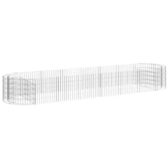 Galvanized iron gabion raised garden bed in silver, measuring 157.5 inches long.