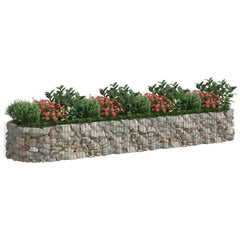 Galvanized iron gabion raised garden bed in silver, measuring 157.5 inches long.