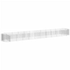 Galvanized iron gabion raised garden bed, 236.2x39.4x19.7 inches, with mesh panels.