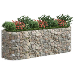 Galvanized iron gabion raised bed with plants, 118.1x39.4x39.4 inches.