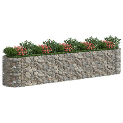 Galvanized iron gabion raised garden bed measuring 196.9 inches long, ideal for planting.