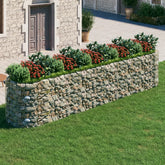 Galvanized iron gabion raised garden bed, 196.9 inches long, designed for outdoor planting.