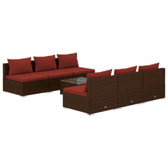 Garden Lounge Set Brown and Cinnamon Red