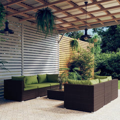 Garden Lounge Set Brown with Green cushions