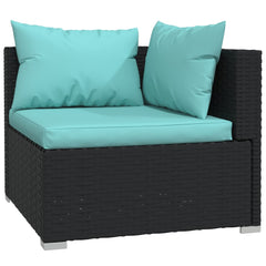 Garden Lounge Set Black, Water Blue